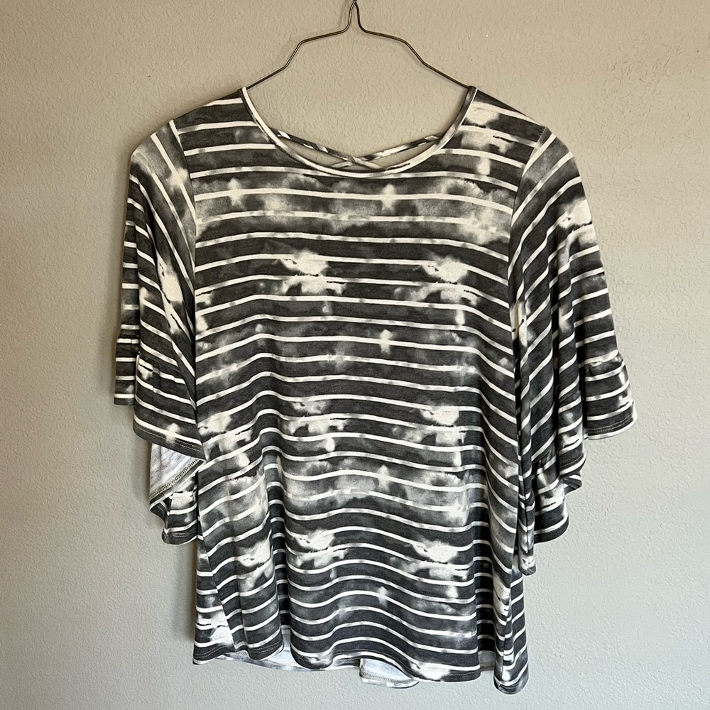 Striped/Acid Wash Blouse NWT
